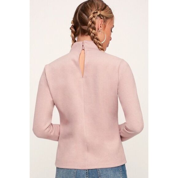 Lulus All Bundled Up Pink Fleece Mock Neck L - Picture 4 of 4